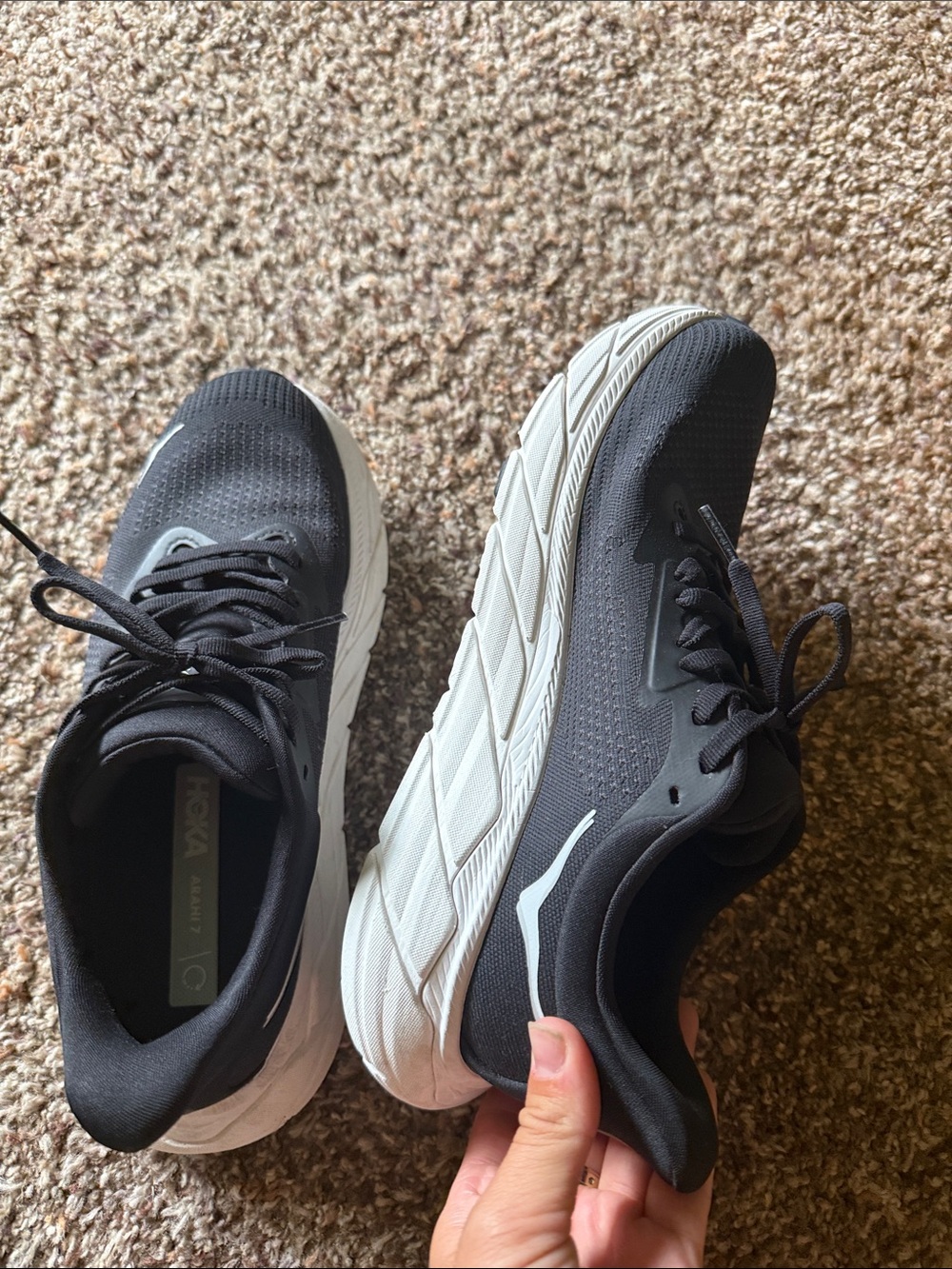 Hoka Black and White Athletic Running Sneakers - Picture 7 of 8